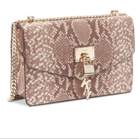 DKNY Elissa leather snake print crossbody purse